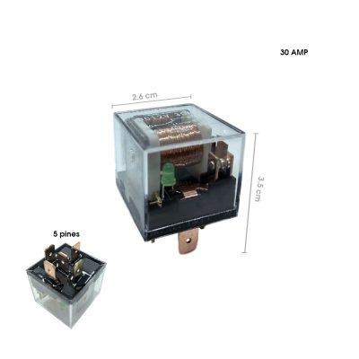 RELAY 5 PINES 12V 30 AMP TRANSPARENTE 8666-11 (KX775-6)