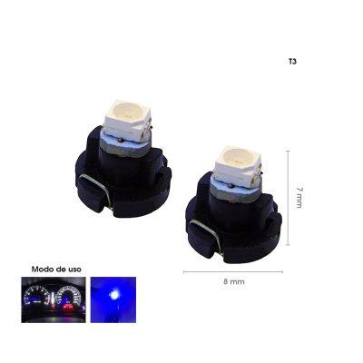 BOMBILLO LED T3 AZUL 2 PCS