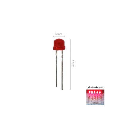 BOMBILLO LED ROJO SOMBRERITO 5MM 3205-14A