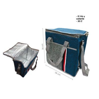 HIELERA TIPO BOLSO 30 LITROS AZUL C/LINEAS 20314