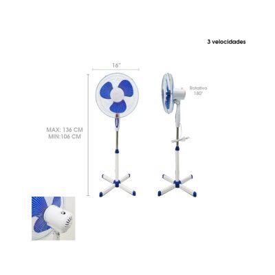 VENTILADOR PEDESTAL 16 PLG BLANCO PLASTICO 3VEL  7266-4