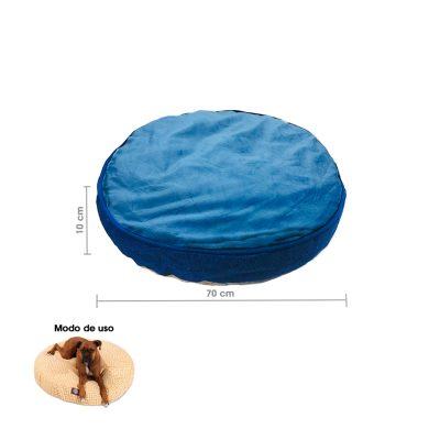 CAMA P/MASCOTA REDONDA AZUL 69X69X10CM KC-194M-BLUE