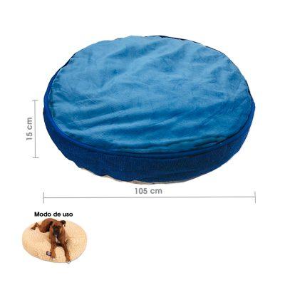 CAMA P/MASCOTA REDONDA AZUL 107X107X10CM KC-194XL-BLUE