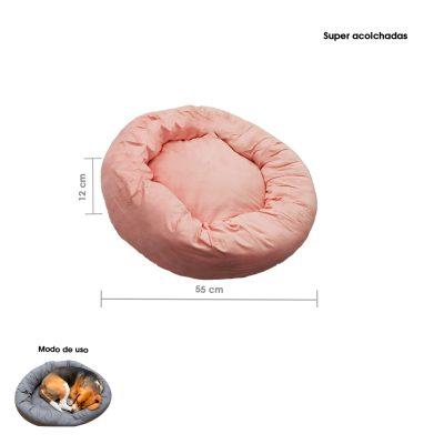 CAMA P/MASCOTA REDONDA ROSADO  23X23X5CM TOP-11781S