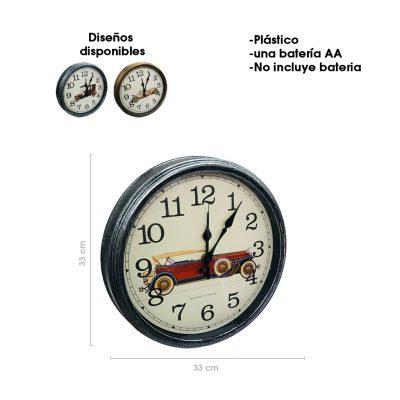 RELOJ DE PARED CARRO ANTIGUO 439-2