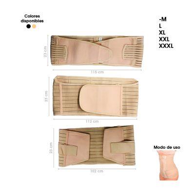 FAJA  ABDOMINAL DE POSTPARTO 3PCS NEGRO Y BEIGE VARIAS TALLAS  5370-5