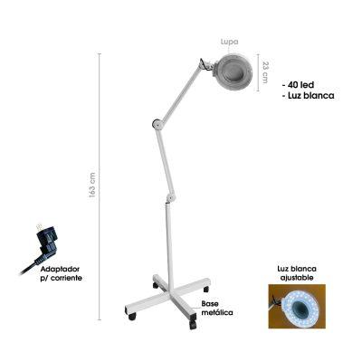 LUPA C/ LUZ LED PEDESTAL Y RODOS LUPA 5 PULGADAS ALTO 1.63 MT 13196