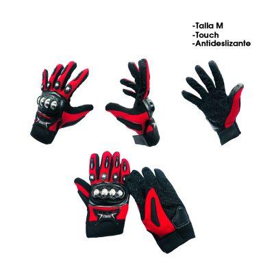 GUANTES P/MOTORISTA NUDILLO METAL TALLA M ROJO GST-42