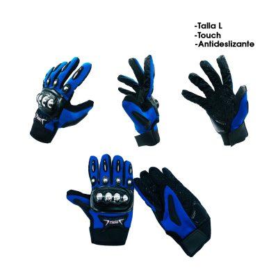 GUANTES P/MOTORISTA NUDILLO METAL TALLA L AZUL GST-42