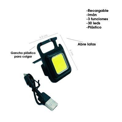 LINTERNA  MINI METALICA C/GANCHO Y DESTAPADOR  C/LUZ LED COB-1