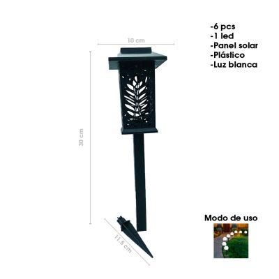 LAMPARA SOLAR P/JARDIN DE ESTACA  FAROLITO LED 6 PCS 8085-4