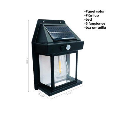 LAMPARA FAROL PLASTICO DE PARED FILAMENTO LED SOLAR RECARGABLE FAROL BK-888