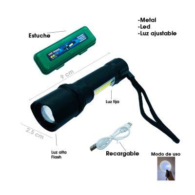 LINTERNA LED 1 LED 2 USOS C/ESTUCHE RECARGABLE USB 2 EN 1 511