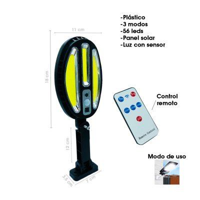 LAMPARA SOLAR TIPO REFLECTOR C/SENSOR DE MOVIMIENTO Y CONTROL  YGJ 2188A