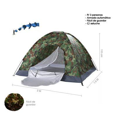 CARPA P/ACAMPAR AUTOMATICA 3 PERSONAS  200X150X110CM 0474A-5