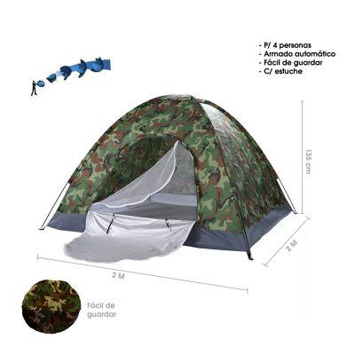 CARPA P/ACAMPAR AUTOMATICA 4 PERSONAS  200X200X1.35CM 0474A-6