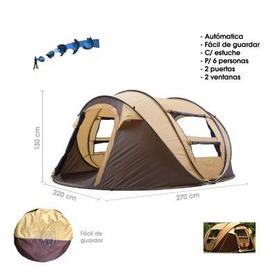 CARPA P/ACAMPAR AUTOMATICA 6 PERSONAS  270X200X1.30CM 8863