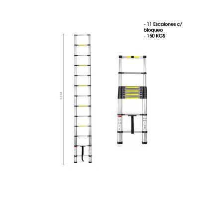 ESCALERA TELESCOPICA 150KG 3.2MTS 11 ESCALONES  0031-8