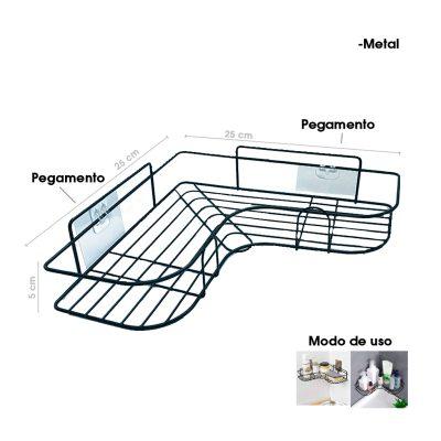 ORGANIZADOR NEGRO DE MULTIUSOS METALICO DE ESQUINA C/ADHESIVO 5807-2