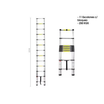 ESCALERA TELESCOPICA 250KG 3.2MTS  11 ESCALONES   4558-1