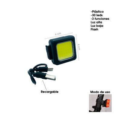 LAMPARA P/BICICLETA RECARGABLE BLANCA 30 LEDS FT3028