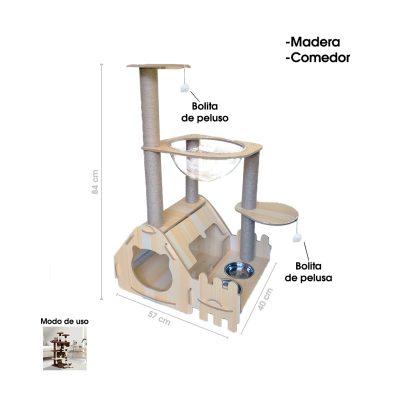 RASCADOR  Y CAMA P/GATO C/ CASA Y BURBUJA 60X42X90CM FX-1